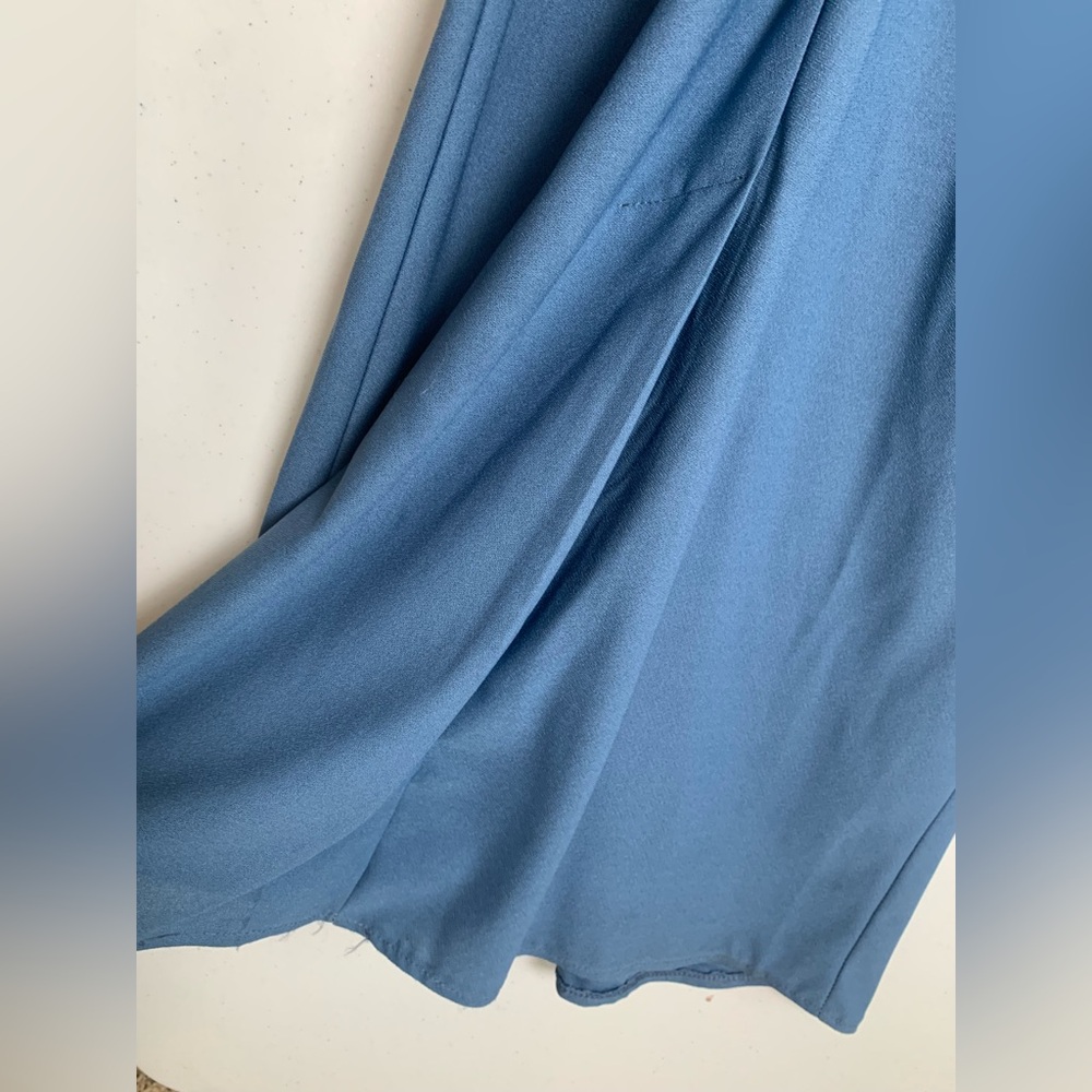 Modest Evening Dress Teal Blue long sleeve Stretch Sequins belt Sz 44 (Turkey) - Picture 11 of 17